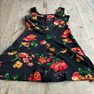 Vintage Red and Orange Floral A-Line Sundress Sleeveless
